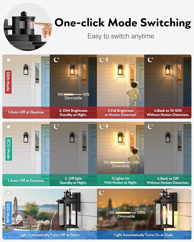 VIANIS Outdoor Motion Sensor Light, Dusk to Dawn Outdoor Lighting, Waterproof - Image 2