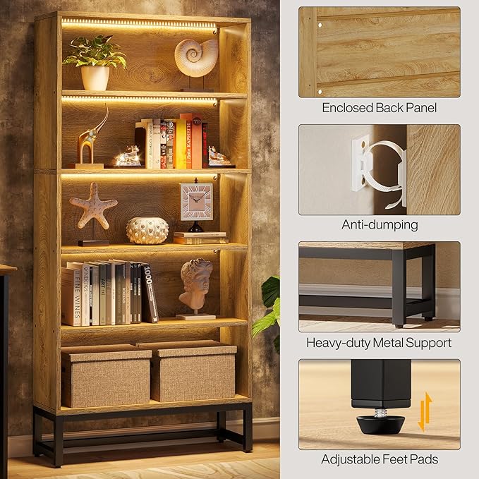 Tribesigns Tall Bookcase and Bookshelf, 70.8" Large Bookcases Organizer - Image 8