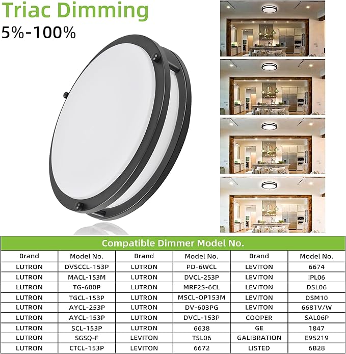 13 inch Flush Mount LED Ceiling Light Fixture, 2700K/3000K/3500K/4000K/5000K - Image 6