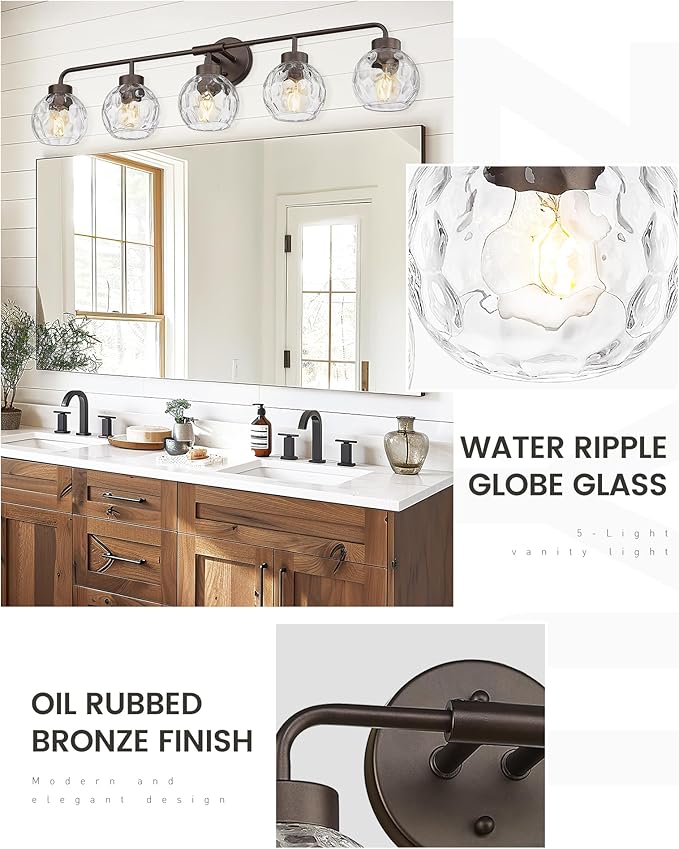 zeyu 38.5 Inch Farmhouse Bathroom Lighting Fixture, 5-Light Bathroom Vanity - Image 3