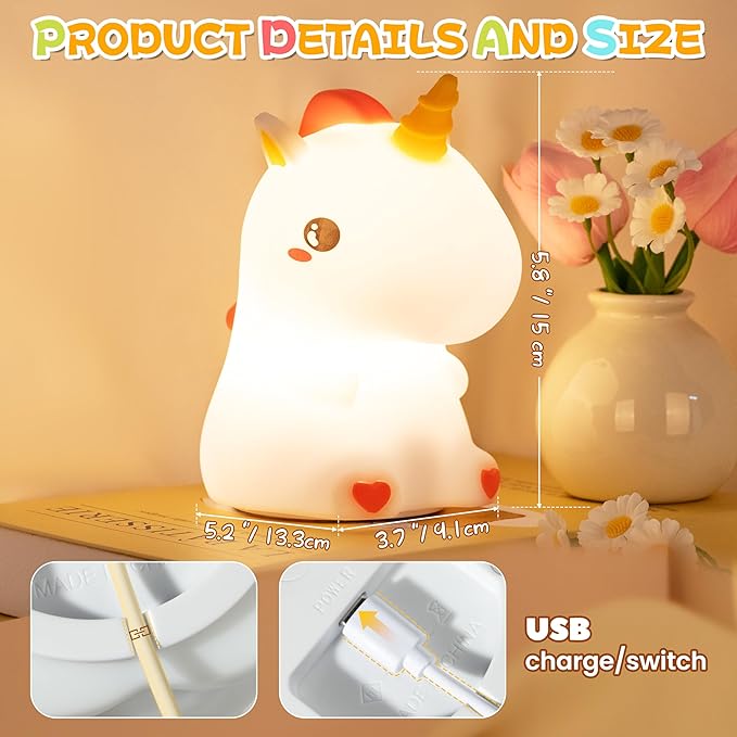 Night Light for Kids, Rechargeable Dimmable Silicone LED Nightlight - Image 7