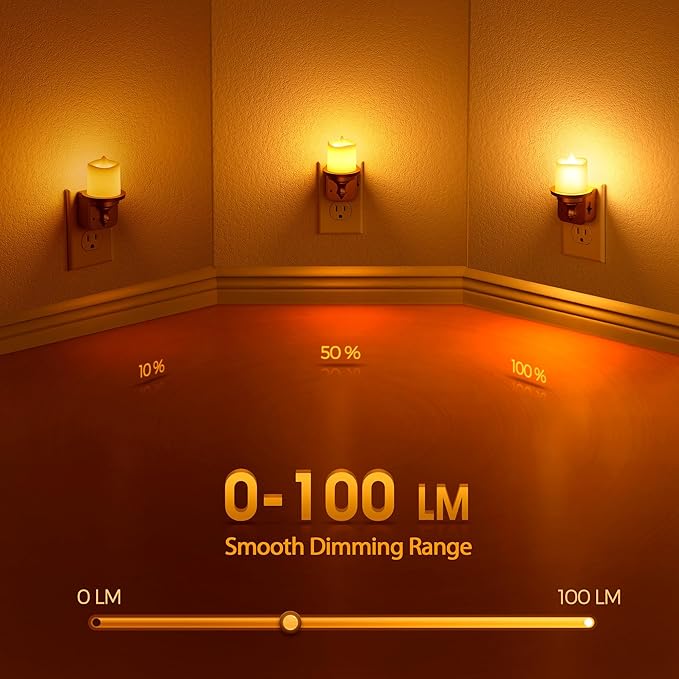Briignite Candle Night Light, Amber Night Lights Plug into Wall 2 Pack - Image 2