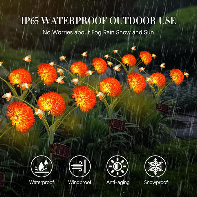 Solar Garden Lights, 6 Pack Swaying Bee Lights - Image 5
