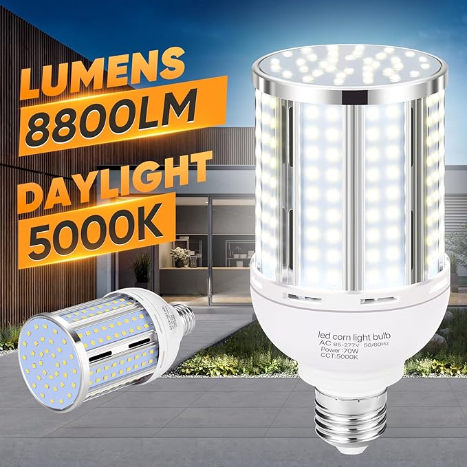 70W LED Corn Light Bulb, Fanless E26/E39 Medium/Large Mogul Base LED Cob Lamp - Image 2