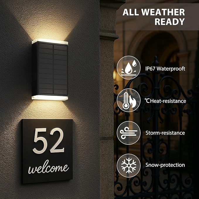 Solar Wall Light Outdoor, 3000/4000/6000K 3 Modes Dusk to Dawn Lighting Wall - Image 6