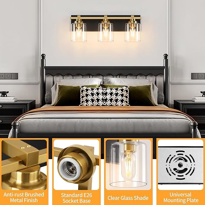 3 Light Modern Bathroom Light Fixtures Over Mirror, E26 Socket - Image 3
