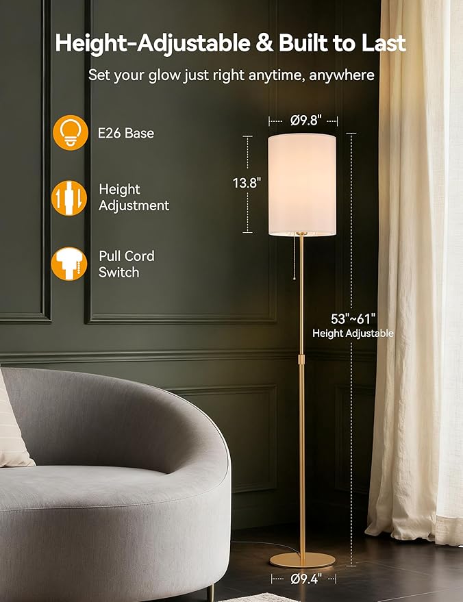 Tubicen Gold Floor Lamp 61" Tall Lamp - Image 5
