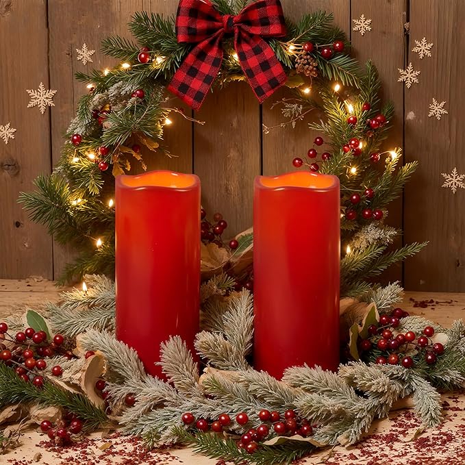 Homemory 4"x10" Burgundy Flameless Candles, Outdoor Waterproof Flameless Candles - Image 6