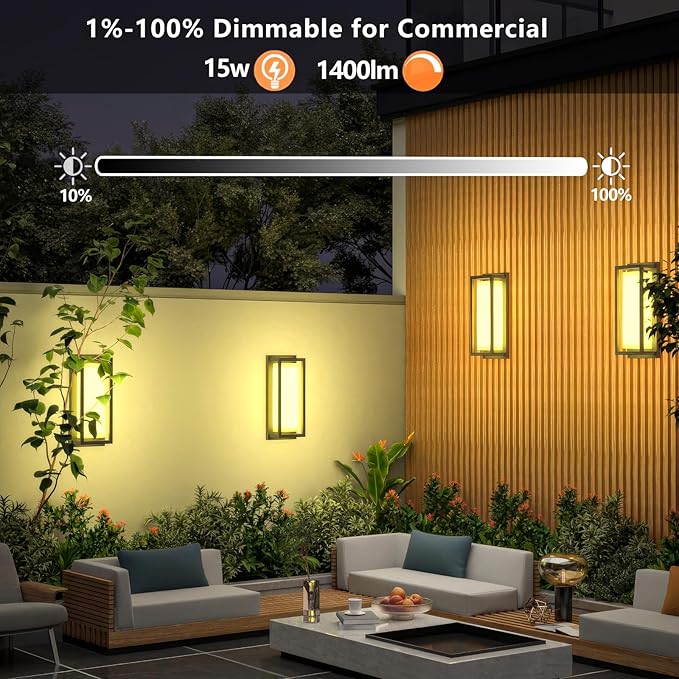 Dimmable LED Outdoor Wall Sconce, Modern Porch Lights 2700K 3000K 3500K 4000K - Image 3