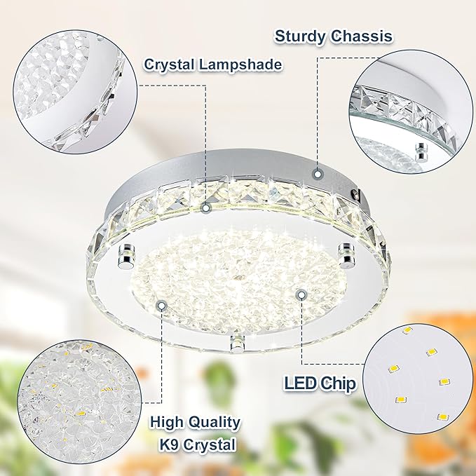 Modern Crystal Flush Mount LED Ceiling Light - Image 8
