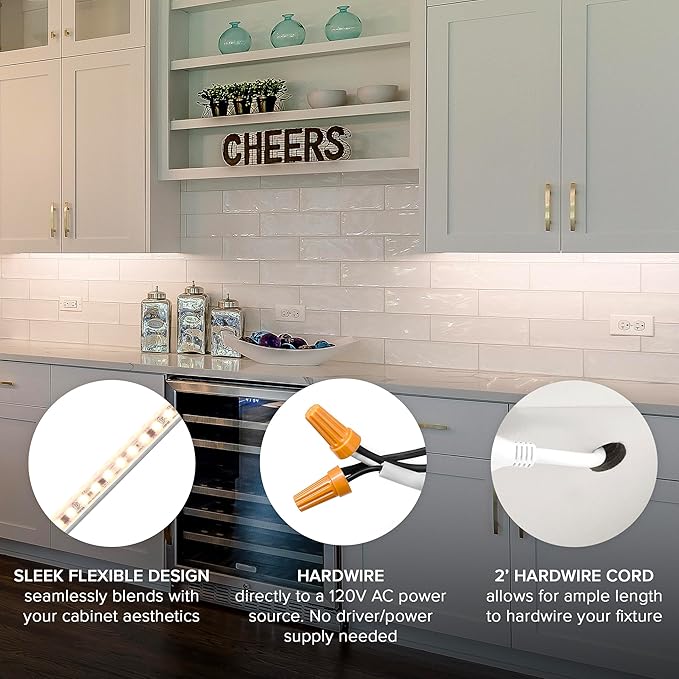 Maxxima 24 in. Hardwired LED Under Cabinet Strip Light, 920 Lumens, 3000K Warm - Image 4