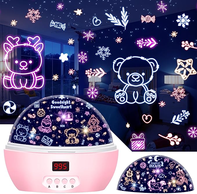 Kid Unicorn Night Light for Girls, and Baby Bear Night Lights Rotating Light - Image 7
