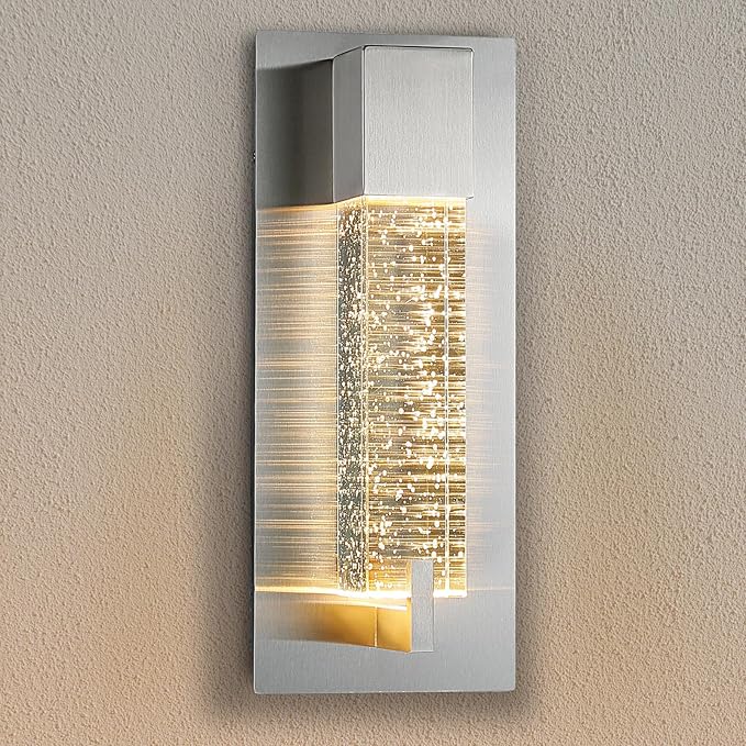 WOSHITU LED Wall Sconce Light: 11 Inch Nickel Modern Sconces Wall Lighting by WOSHITU