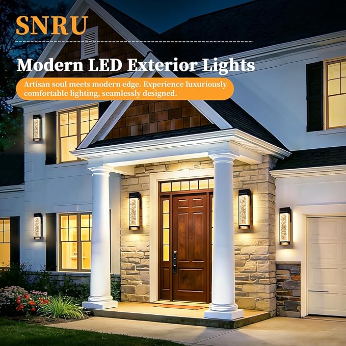 14" Bubble Glass LED Outdoor Wall Sconce Lights Exterior 2-Pack, Waterproof - Image 2