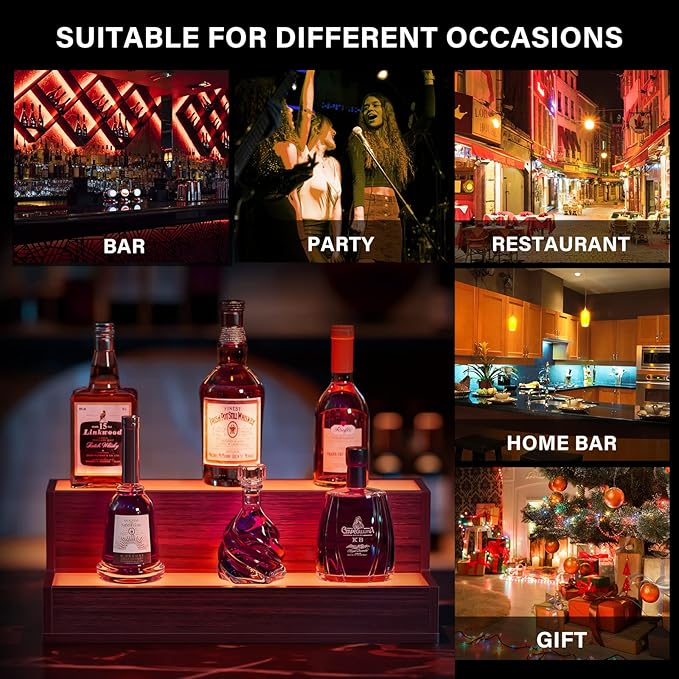 LED Lighted Bar Liquor Shelves, 20 Inch Bar Bottle Display Shelf - Image 6