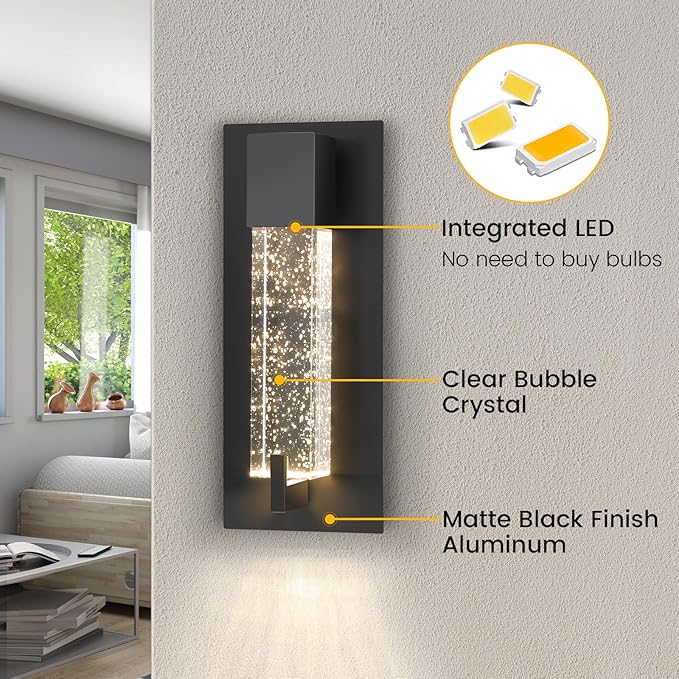 WOSHITU LED Wall Sconce Light: 11 Inch Black Modern Sconces Wall Lighting 3000K - Image 3