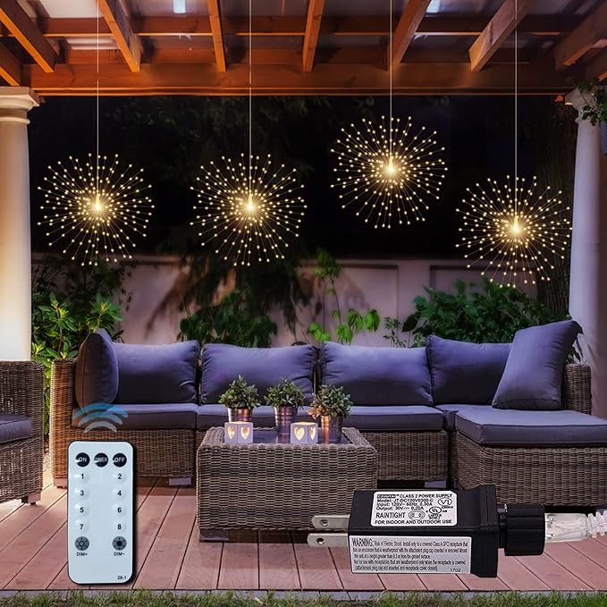 4 Pack 800 LED Plug in Starburst Sphere Lights, Firework Light 8 Modes Dimmable - Image 6