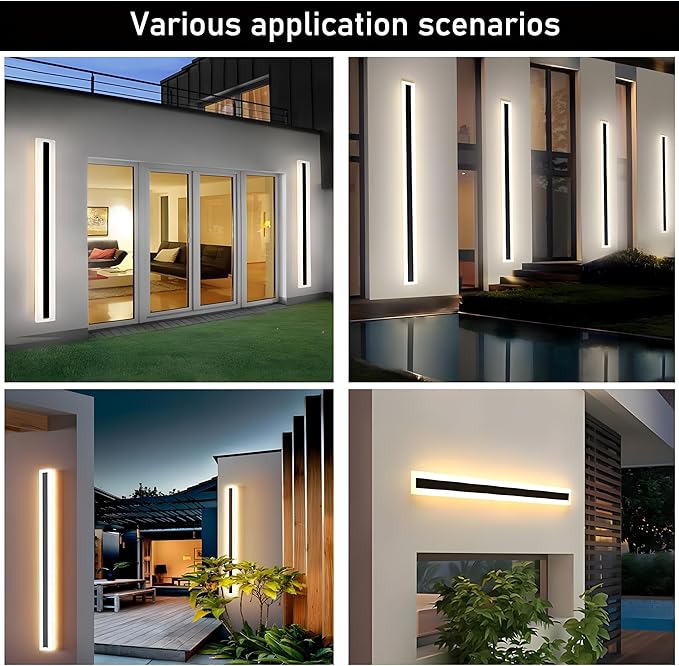 2Pack 31.5inch Long Outdoor Modern LED Wall Light, 24W Waterproof IP65 Warm - Image 7