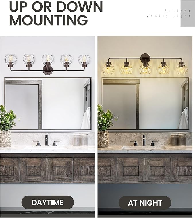 zeyu 38.5 Inch Farmhouse Bathroom Lighting Fixture, 5-Light Bathroom Vanity - Image 4