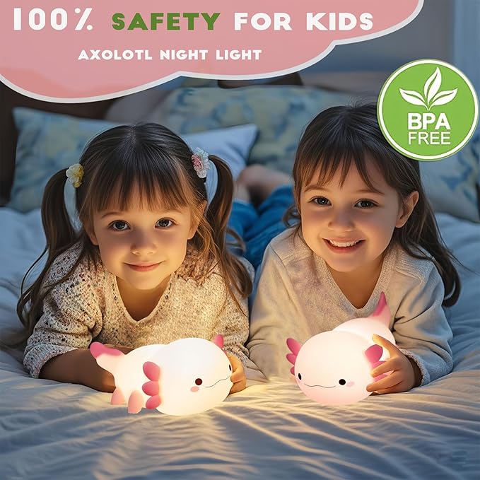 Axolotl Night Light for Kids, Cute Axolotl lamp Gifts Rechargeable light Table - Image 4