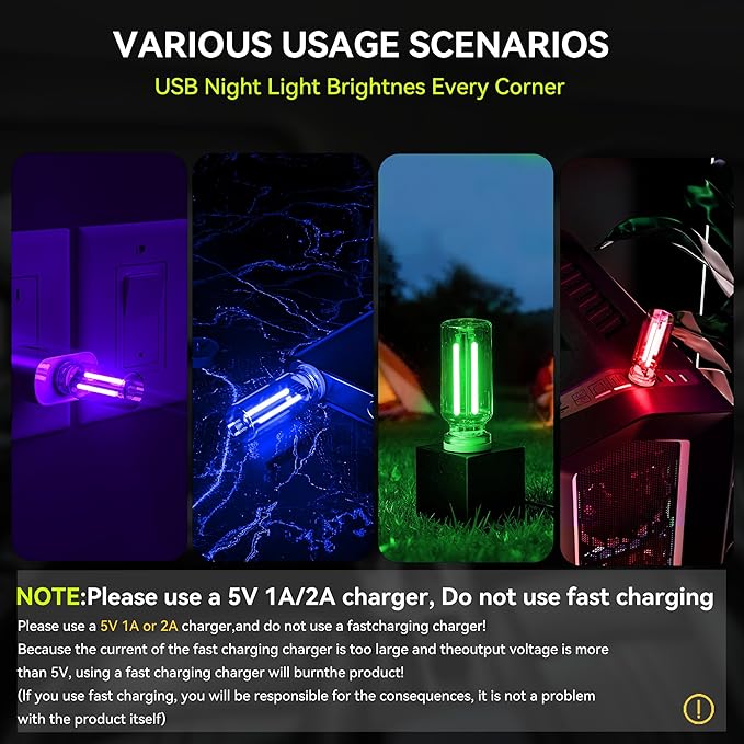 4 PCS USB Night Light Bulb, Portable Plug-in Retro Car Interior Ambient Lights - Image 5