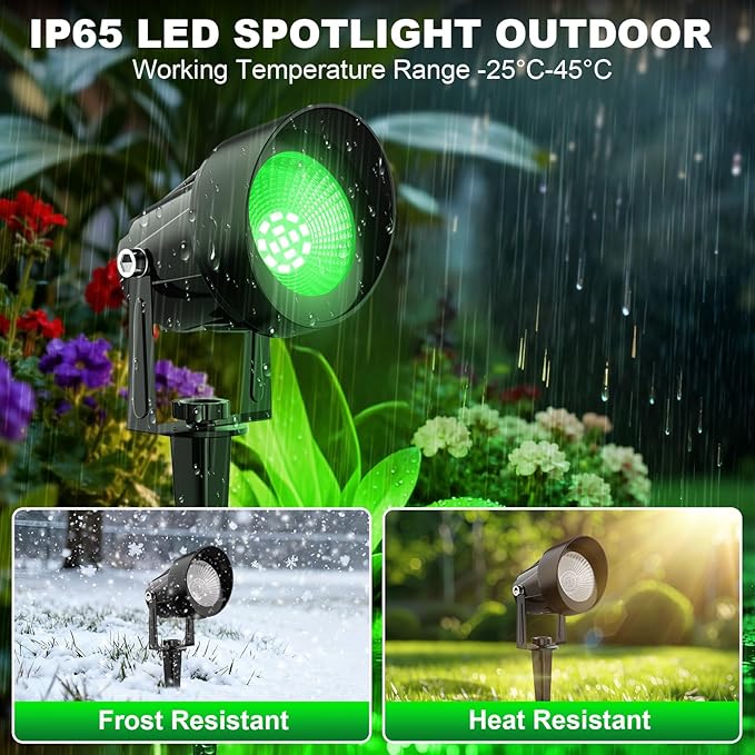 Christmas Green Landscape Spotlights, 14 LED Landscape Lighting - Image 2