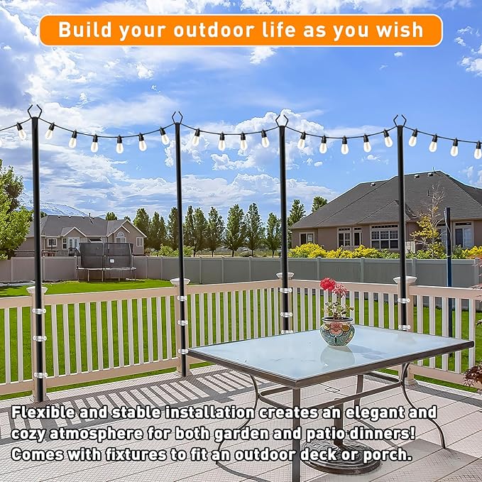 7 Pack 10 FT String Light Poles, Metal - Image 5