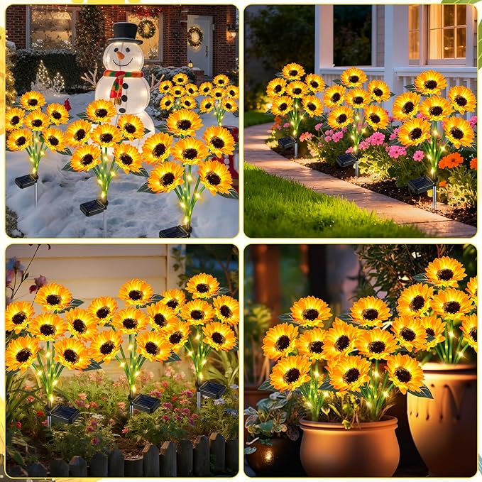 Solar Outdoor Lights Garden Decor, 6 Pack Solar Sunflower Lights, 36 Waterproof - Image 5