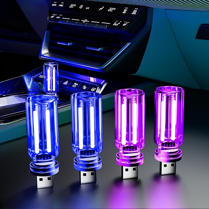 4 PCS Car USB Lights, Portable Plug-in Retro Car Interior Ambient Lights by Unknown