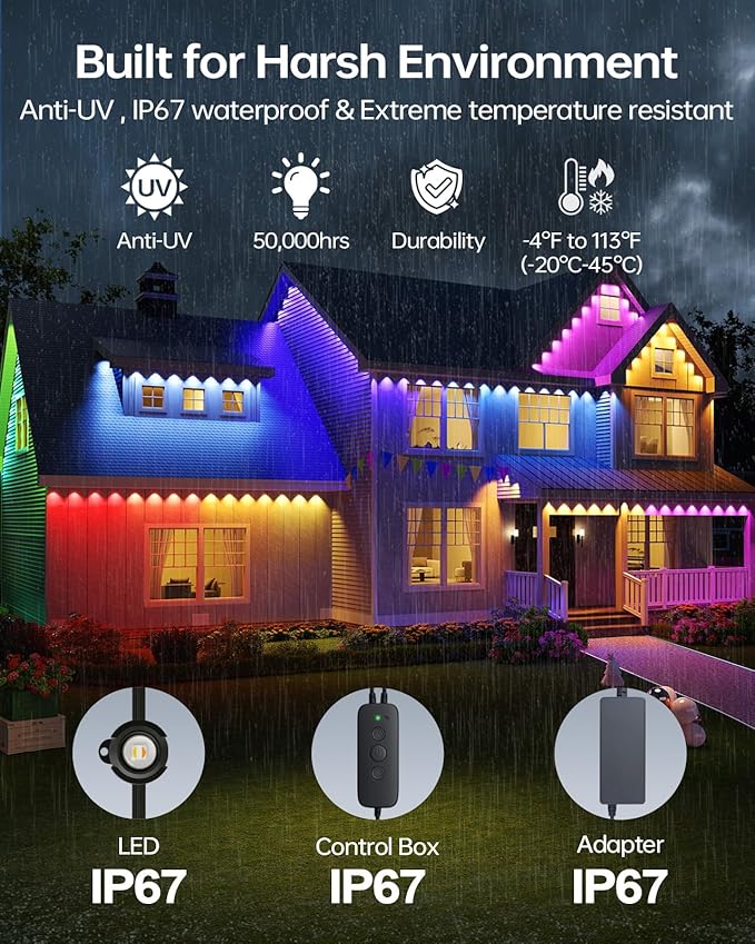 ASAHOM AI Permanent Outdoor Lights S107D, 200FT - Image 8