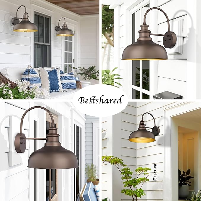 Bestshared Outdoor Barn Light, Outdoor Wall Sconce, Farmhouse Porch Wall lamp - Image 5