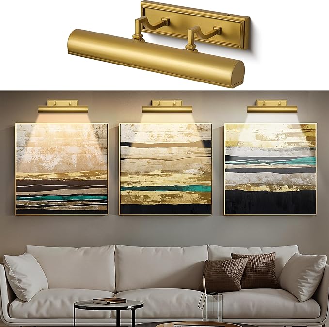 AUDOSY18 Brass Picture Light, 270° Rotatable Gold Wall Sconce Hardwired - Image 8