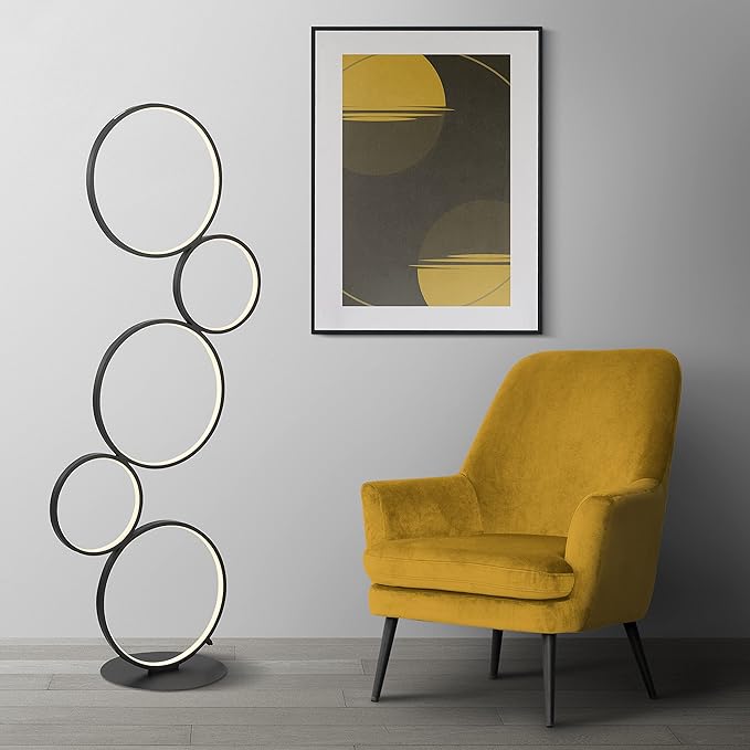 JONATHAN Y JYL7103A Pluto Stacked Circles 45" 5-Light Contemporary Modern - Image 5