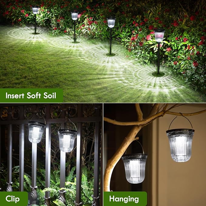 Solar Pathway Lights, 6 Pack 200 Lumens Super Bright Solar Lights Outdoor - Image 3