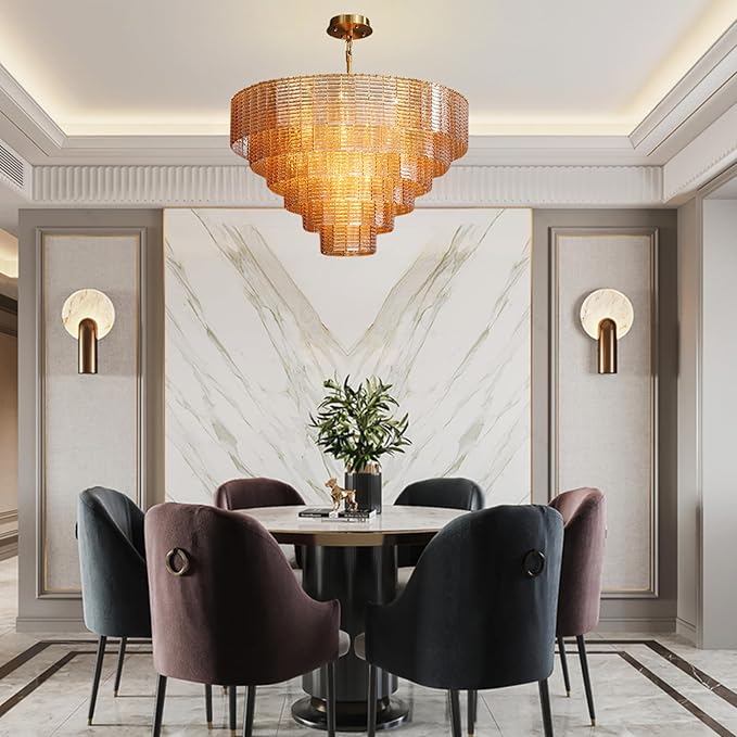 Large Chandelier, 18-Light Round Drum Kitchen Island Hanging Light - Image 6