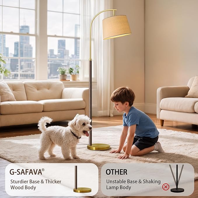 63" Wood Floor Lamp for Living Room Dimmable Standing Lamp - Image 8
