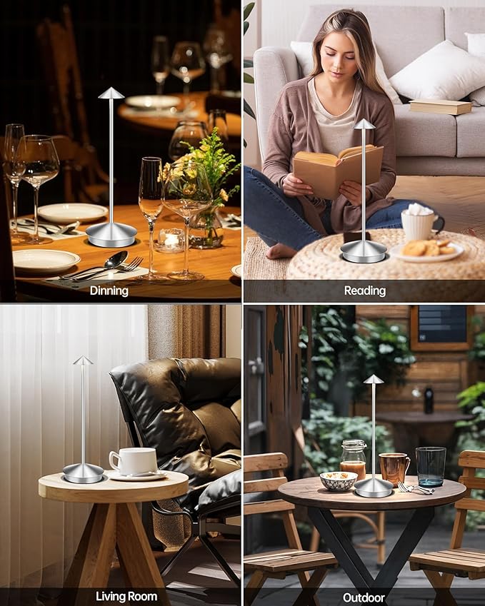 Portable Led Cordless Lamp Table Light 2 Pack, Rechargeable 6000mAh Battery - Image 2