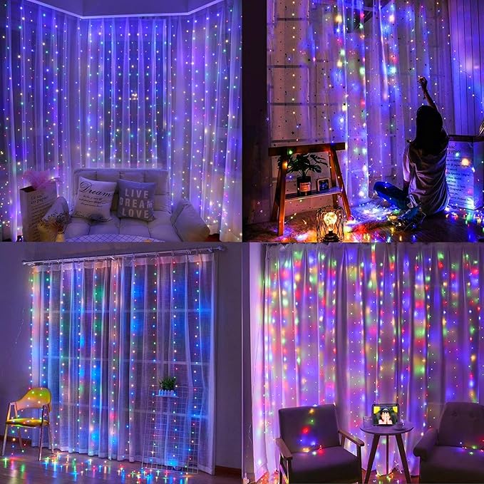 Dazzle Bright 300 LED Curtain String Lights, Christmas Fairy Lights - Image 4