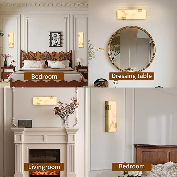 Modern Brass and Alabaster Wall Sconce 14.17in - Image 8