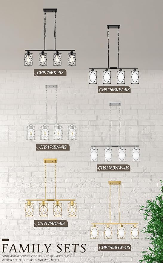 4-Light Kitchen Island Lighting, Brushed Gold Linear Dining Room Light Fixtures - Image 6