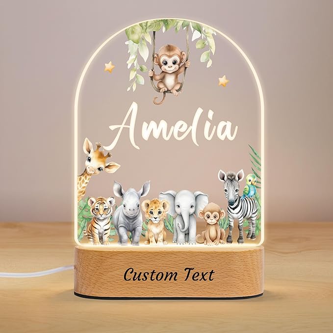 Personalized Baby Gifts for Kids Boys Girls, Custom Name LED Lamp, Safari by Unknown