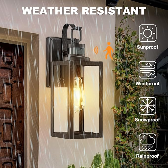 Pia Ricco Motion Sensor Outdoor Wall Lantern, Dusk to Dawn Lighting Sconce - Image 5