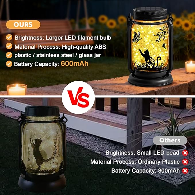 Cat Solar Lanterns, Outdoor Hanging Solar Lantern - Image 3