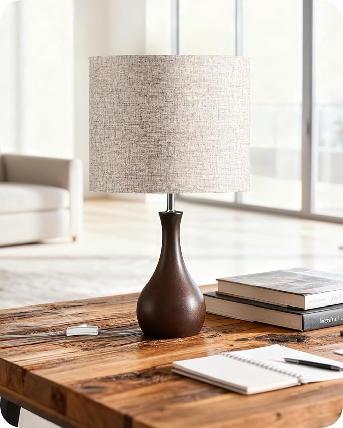 Small Table Lamp, 14.2" Cute Little Desk Lamp, Wood Bedside Lamp - Image 4