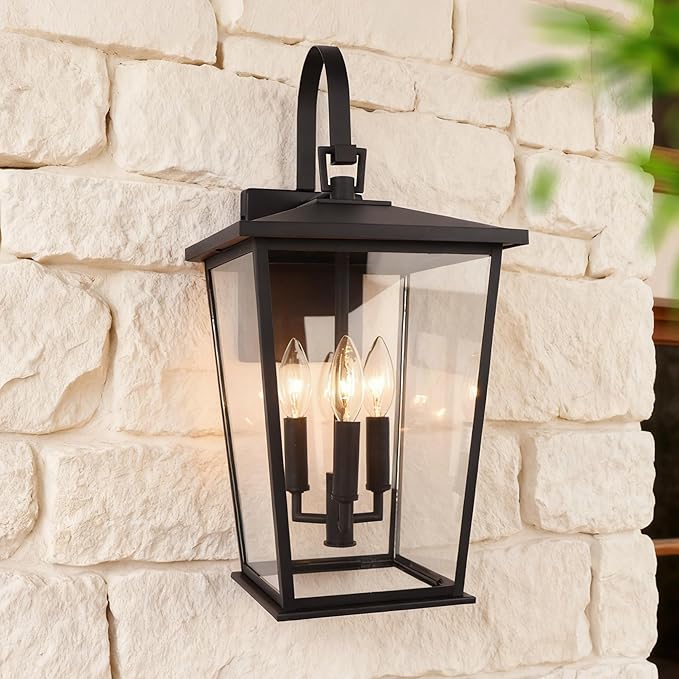 Kalium Modern Outdoor Wall Sconce Fixture 20 1/2", Matte Black, 3-Light by Kalium