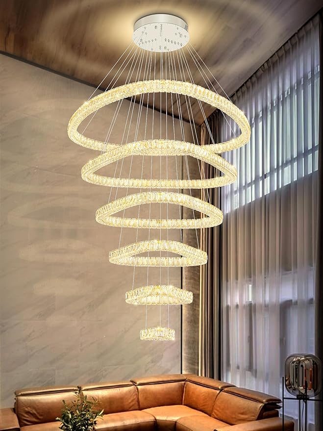 Flashing God Modern 6 Ring Crystal Chandeliers - Image 6