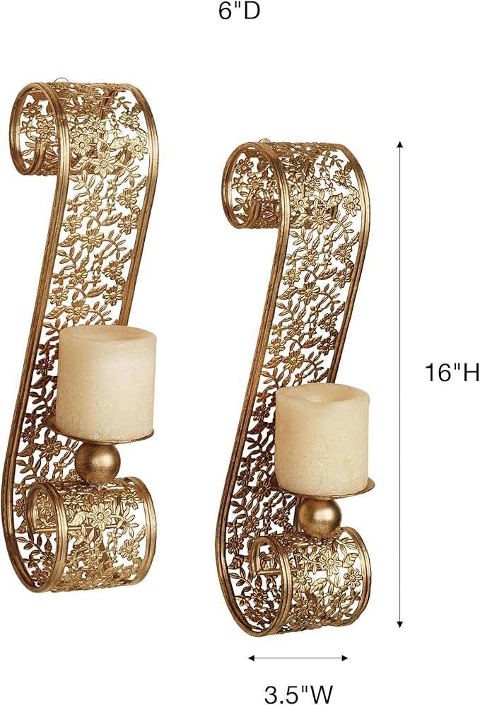 Touch of Class Classic Elegant Scrolling Diandre Metal Wall Sconce Pair - Image 3
