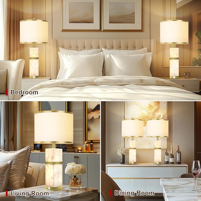 Natural Alabaster Table Lamps Set of 2 - Image 6