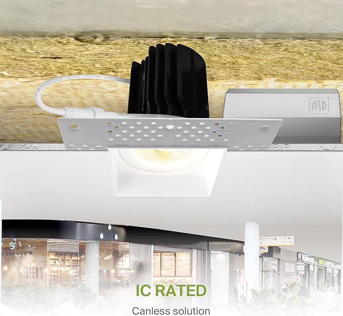 ASD Trimless 3 Inch LED Square Recessed Lighting, 15W 120V Triac Commercial - Image 7