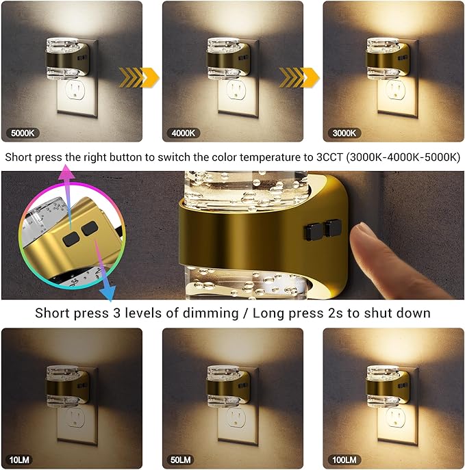 JandCase LED Night Light, Night Light3000K/4000K/5000K & 3 Brightness Levels - Image 2